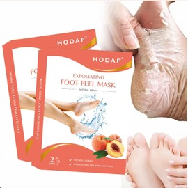HODAF Mascarilla exfoliante de pies y talones agrietados, piel muerta y callos, tus pies lucirán una piel sedosa y suave. Quita asperezas y repara la piel seca. Tratamiento exfoliante natural (set de 2) DURAZNO