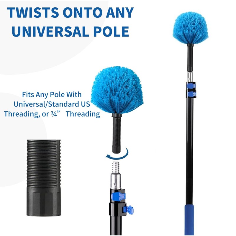 3 Pack Screw on Webster Cobweb Duster Head for Pole,Spider