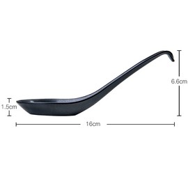 WADY 6Pcs Asian Melamine Soup Spoons, Chinese/Japanese Kitchen Soup Spoons with Long Handle (Black)