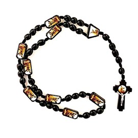 Gigi's Classy Kids St Michael Black Wooden Wood Beads Chaplet Rosary Handmade Necklace Coronilla Madera Negro San Miguel Collar