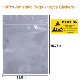 Terokota Large 10Pcs Anti Static Bags11.81x15.75 inches Shielding ESD Bag, Resealable Antistatic Motherboard Bags for Electronics, GPU