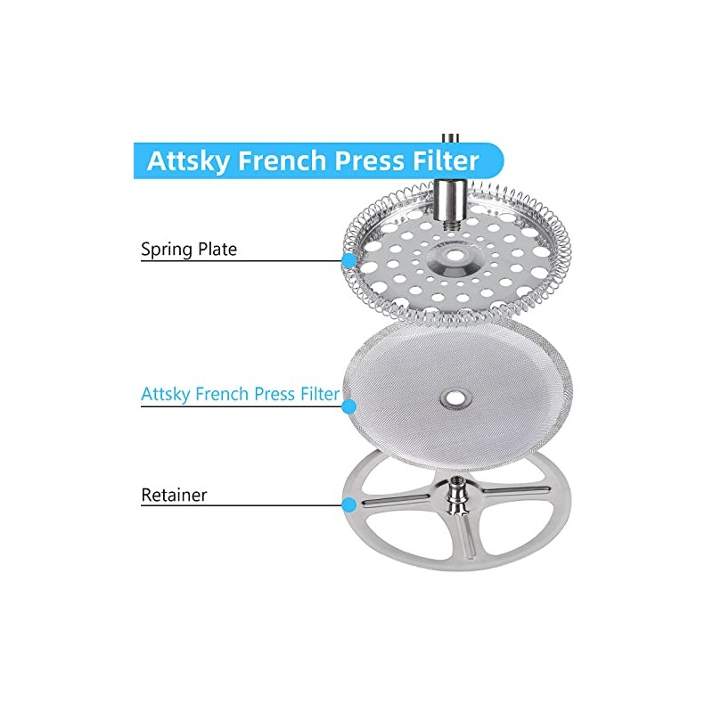 6 Pieces Attsky French Press Filter, 4 Inch Stainless Steel