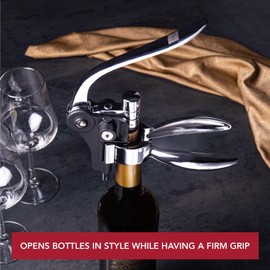 Vacu Vin Lever Corkscrew Horizontal Black - The Ultimate Wine Bottle Opener for Wine Enthusiasts and Professionals - Firm Grip and Effortless Cork Removal - Wine Opener
