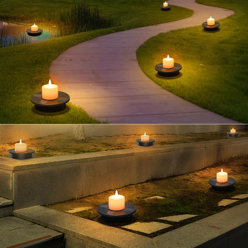 Solar Floating Pool Candle Lights, 3-Pack Solar-Powered Small Floating Candles