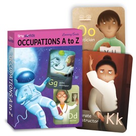 Tiny Worlds: Alphabet ABC Flash Cards, A to Z, A-Z Occupations Vocabulary Learning Cards, Flash Card for Kids 4 to 8 Years, Set of 26 Flash Cards, Tear Resistant & Waterproof