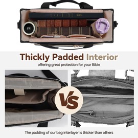 AHIBIO Large Bible Bag for Women, Multifunctional Bible Cover Case for Girls, Black Bible cover with Shoulder Strap, Tote Bag Case for Bible Carrying