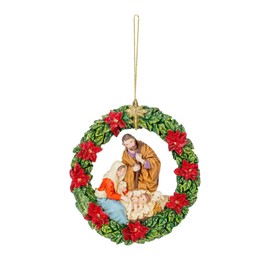 Kurt Adler Nativity Wreath Christmas Ornament 4 1/4 inches