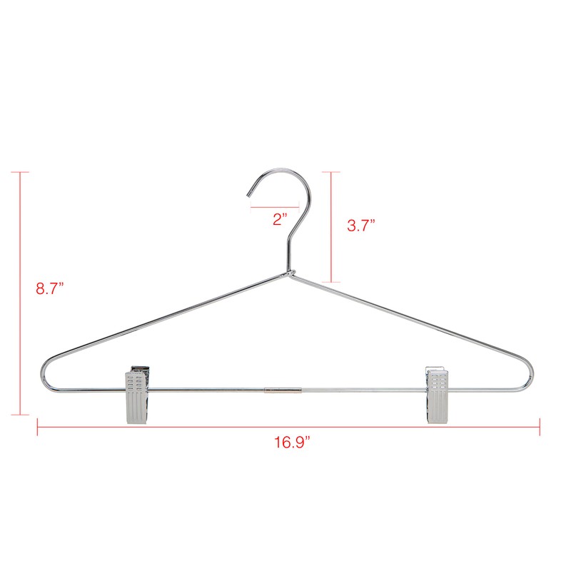 Quality Metal Pant/Skirt Blouse Hanger 10-Pack, Heavy-Duty Skirt Hangers with