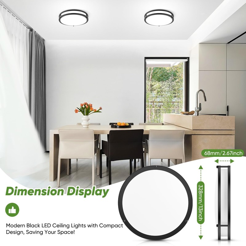 TOBUSA 36W LED Flush Mount Ceiling Light Fixture, 13inch LED