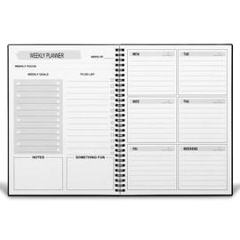 Undated Weekly Planner: A5 To Do List Planner Notobook, Weekly Goals Notebook with 52 Weeks Planning, 5.2"X 7.5", Black
