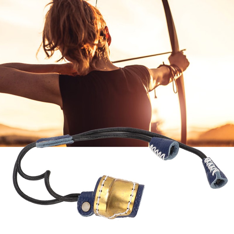 Archery Thumb Protector Regulable Design Safety Rope Brass Cowhide Material