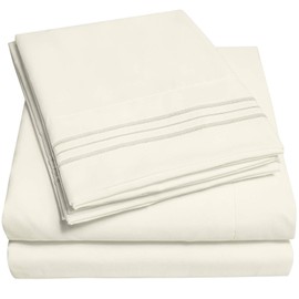 1500 Supreme Collection King Sheet Sets Ivory - Luxury Hotel Bed Sheets and Pillowcase Set for King Mattress - Extra Soft, Elastic Corner Straps, Deep Pocket Sheets, King Ivory