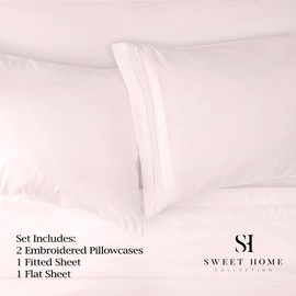 1500 Supreme Collection Bed Sheet Set - Extra Soft, Elastic Corner Straps, Deep Pockets, Wrinkle & Fade Resistant Hypoallergenic Sheets Set, Luxury Hotel Bedding, Full, Pale Pink
