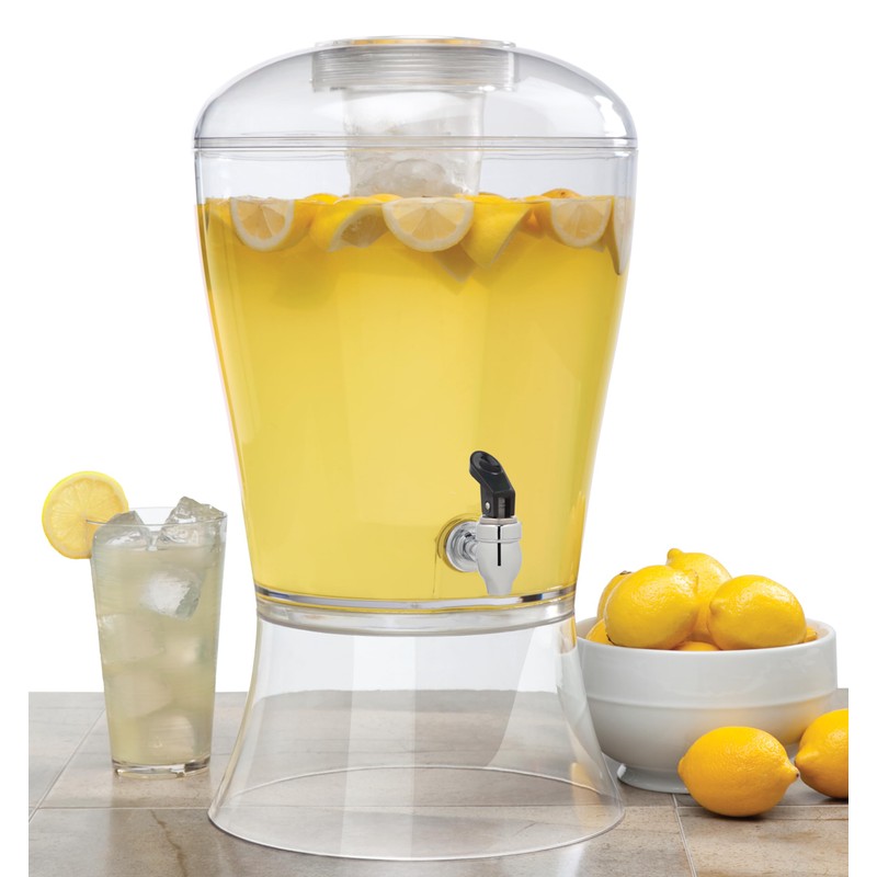 CreativeWare 3 Gallon Beverage Dispenser with Base Ice Cylinder Sleeve