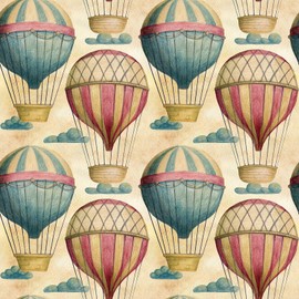 Livelynine 17.5x276" Retro Peel and Stick Wallpaper Red Yellow Blue Clouds Sky Colorful Contact Paper Removable Prepasted Wall Paper for Bedroom Nursery Kids Room Boys Girls Ceiling Classroom Balloons