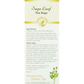 CELEBRATION HERBALS Sage Leaf Organic 24 Bag, 0.02 Pound