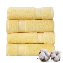TEXTILOM Turkish Hand Towels for Bathroom – Hotel and Spa Quality & Soft & Absorbent & Quick Dry Bathroom Hand Towels – 100% Cotton Turkish Hand Towel Set of 4 (16 x 28 inches) - Yellow