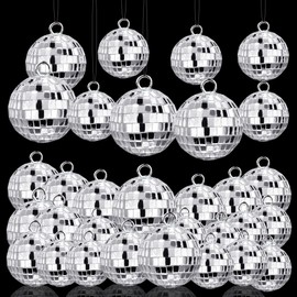 40 bolas de discoteca, adornos plateados, mini bolas de discoteca, bola de espejo reflectante, decoración de tartas de los años 70, fiesta de discoteca para Navidad, decoración de fiestas, 3 tamaños