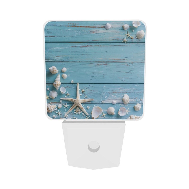 Seashell Night Light Plug-in LED Lamp Set of 2, Dusk