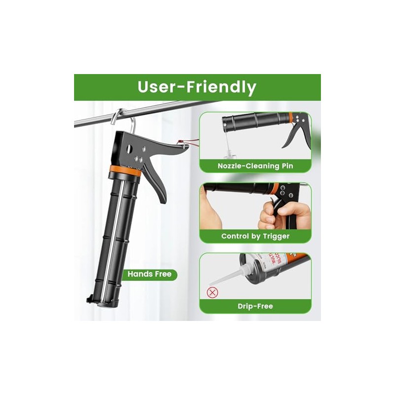 Professional Caulk Gun Kit with Caulk Remover & Silicone Sealant