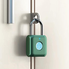 Fingerprint Padlock eLinkSmart Small Smart Padlock Keyless Lock for Locker Gym Cabinets Suitcase Tool Box Case Green