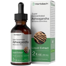 Horbäach Ashwagandha Root Liquid Extract | 2 fl oz | Alcohol Free Tincture | Vegetarian, Non-GMO, Gluten Free Supplement
