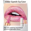 Red Glitter Lipstick Lip Liner,Shimmer Metallic Matte Long-Lasting Waterproof Non-stick