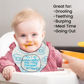 Funny Baby Bibs (AM I ON SOCIAL MEDIA) Baby Registry Search Bandana Bib Teething Drooling Feeding Gender Neutral Baby Items Baby Shower Gifts for Baby Boy Girl Baby Essentials Newborn Infant Toddler