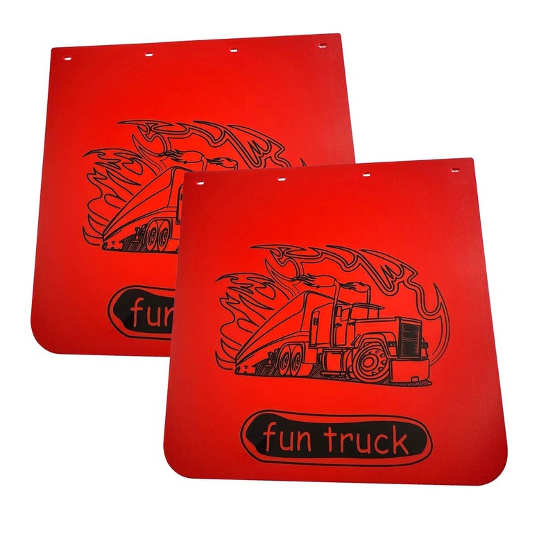 BST BSSP 2PCS Universal Red Mud Flaps 24"x24", Straight Heavy