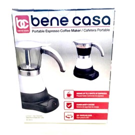Bene Casa Portable Espresso Coffee Maker/Cafetera Portable1-3Cup Blanca