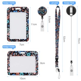 Vicloon Lanyard with ID Card Holder, 2 Pieces Badge Holders, ID Card Holder, Extendable with Clip, Lanyards with Quick Release Buckle, for Teachers, Doctors, Students (Flowers)