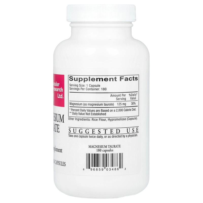 Cardiovascular Research Magnesium Taurate 125 mg, Creamy White, 180 Capsules