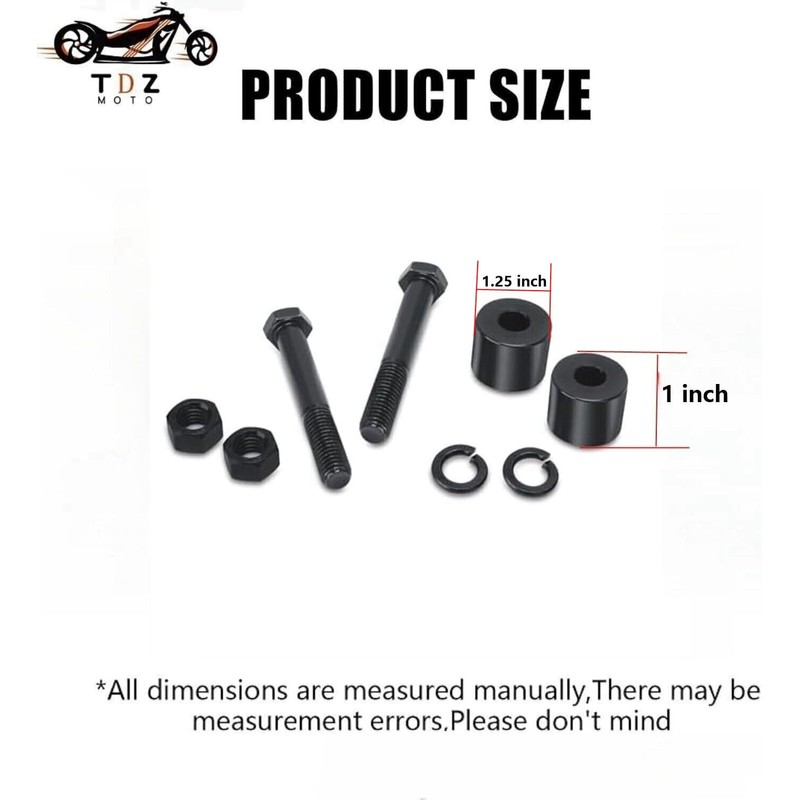 TDZ Black&Chrome 2'' Inch Rise Handlebar Risers Extension For Harley