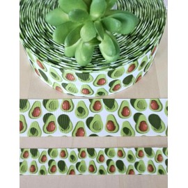 7/8 & 1.5" (1 YD) Avocado Grosgrain Ribbon Guacamole Kawaii Guacamole Holy Guac - 7/8 inch