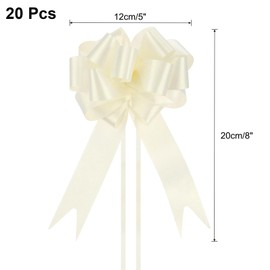 TOP-VIGOR 20Pcs 5 Inch Large Pull Bow Big Gift Wrapping Bows Ribbon Cream White for Wedding Car Baskets Presents Christmas Bow
