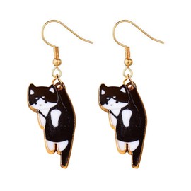 Lovely Kitty Drop Earrings, Calico Cat, Ginger Cat, Cow Cat and Siamese Cat Charms Dangle Earrings for Women Men Animal Jewelry-cow