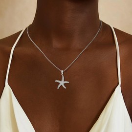 Gold Necklace Women Starfish Necklace Shell Pearl Starfish Charm Necklaces Summer Fashion Women 2025