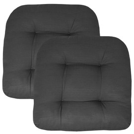 Casual U-Shaped Reversible Seat Pads Patio Chair Cushions Set of 2 | 19.0 in. L X 19.0 in. W X 5.0 in. H Size | Weatherproof Tufted with Soft & Plush Filling | Pretty Charcoal Color in Solid Pattern