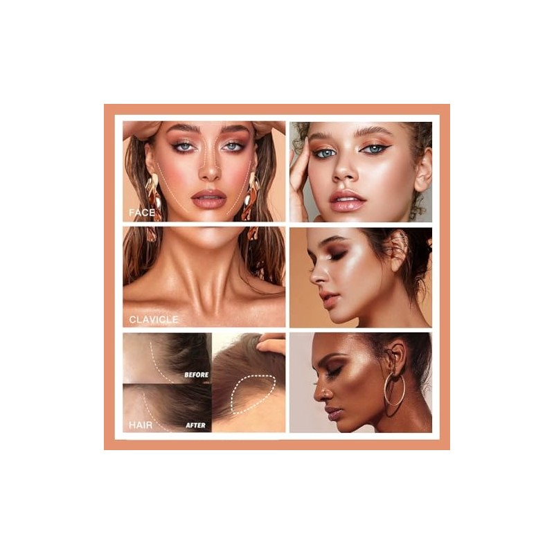 3-Pack Contour, Highlighter & Blush Set - Long-Lasting, Natural, Lightweight,