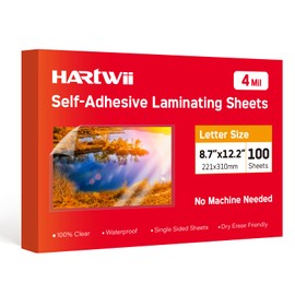Hartwii Self Adhesive Laminating Sheets,4Mil 8.5x11inches,Bulk Package 100Sheets Self Sealing Laminating Sheets, Self Adhesive Contact Paper,Clear Laminate Sheets for Stickers,No Machine Needed