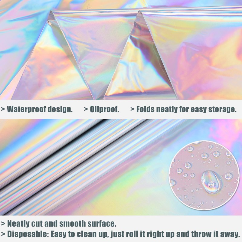 SAJOO 3 Packs Iridescent Plastic Tablecloths 54 x 108 Inch
