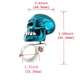 Abfer Car Steering Wheel Spinner Knob Skull Shape Turning Assist Suicide Grip Brody Knobs for Most Vehicles Trucks (Metal Blue)