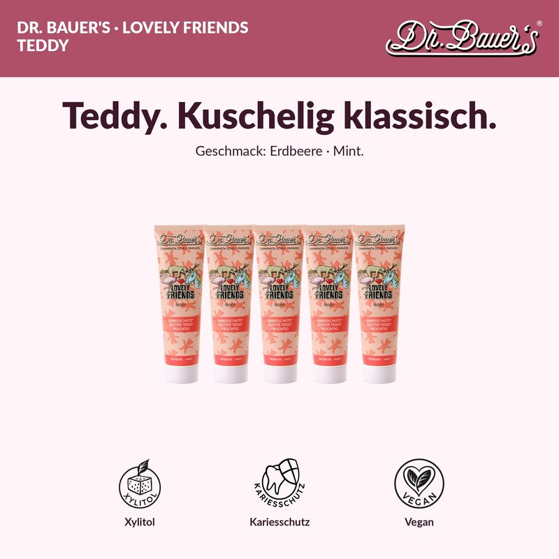 Dr. Bauer's Lovely Friends Children's Toothpaste with Magic Glitter Figures,