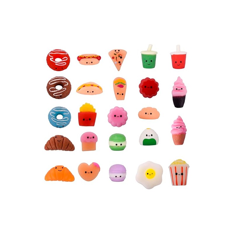 Mini Food Mochi Squishies - 24 Piece Fidget Toys with