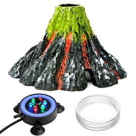 NICREW Aquarium Volcano Ornament Kit, Bubbler Decorations for Fish Tank, Aquarium Bubbling with Multi-Color LEDs