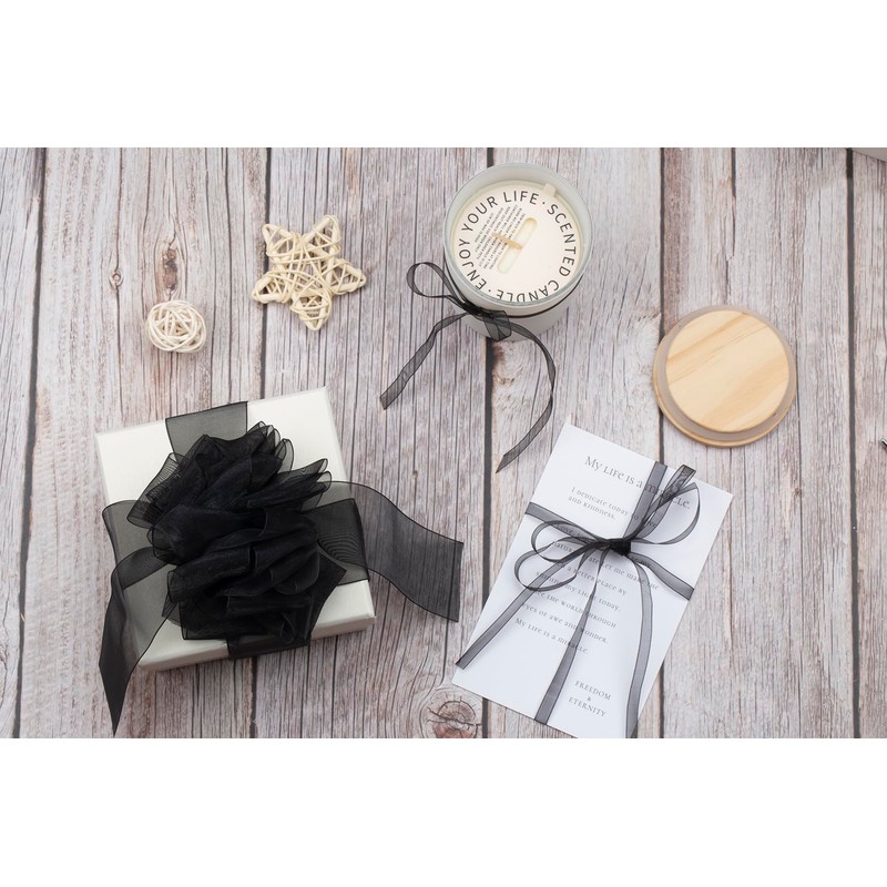 [JOKOVIKI] Black Organza Ribbon 6mm Width - Perfect for Gift