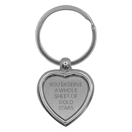 You Deserve A Whole Sheet Of Gold Stars - Funny Inspirational Mood Guardian Angel Pocket Hug - Premium Metal Keyring Keychain Gift