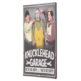 The Three Stooges Knucklehead Garage Embossed Metal Sign - Vintage Three Stooges Sign With Funny Quote