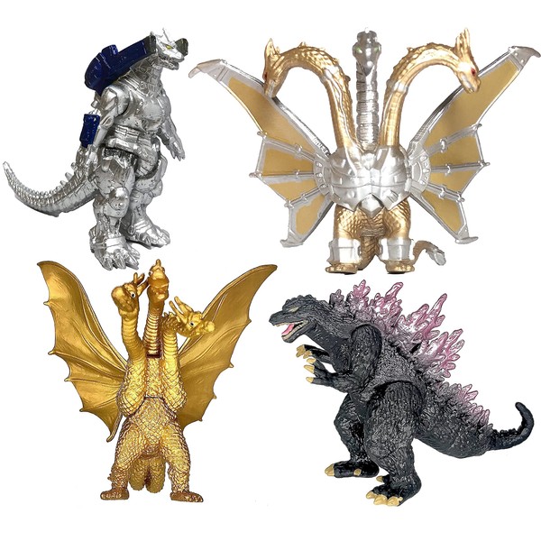 TwCare Set of 4 Godzilla Toys Movable Joint Action Figures