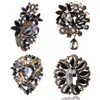 Ezing 4Pcs Brooch Lot with Large Big Size Rhinestone Crystal